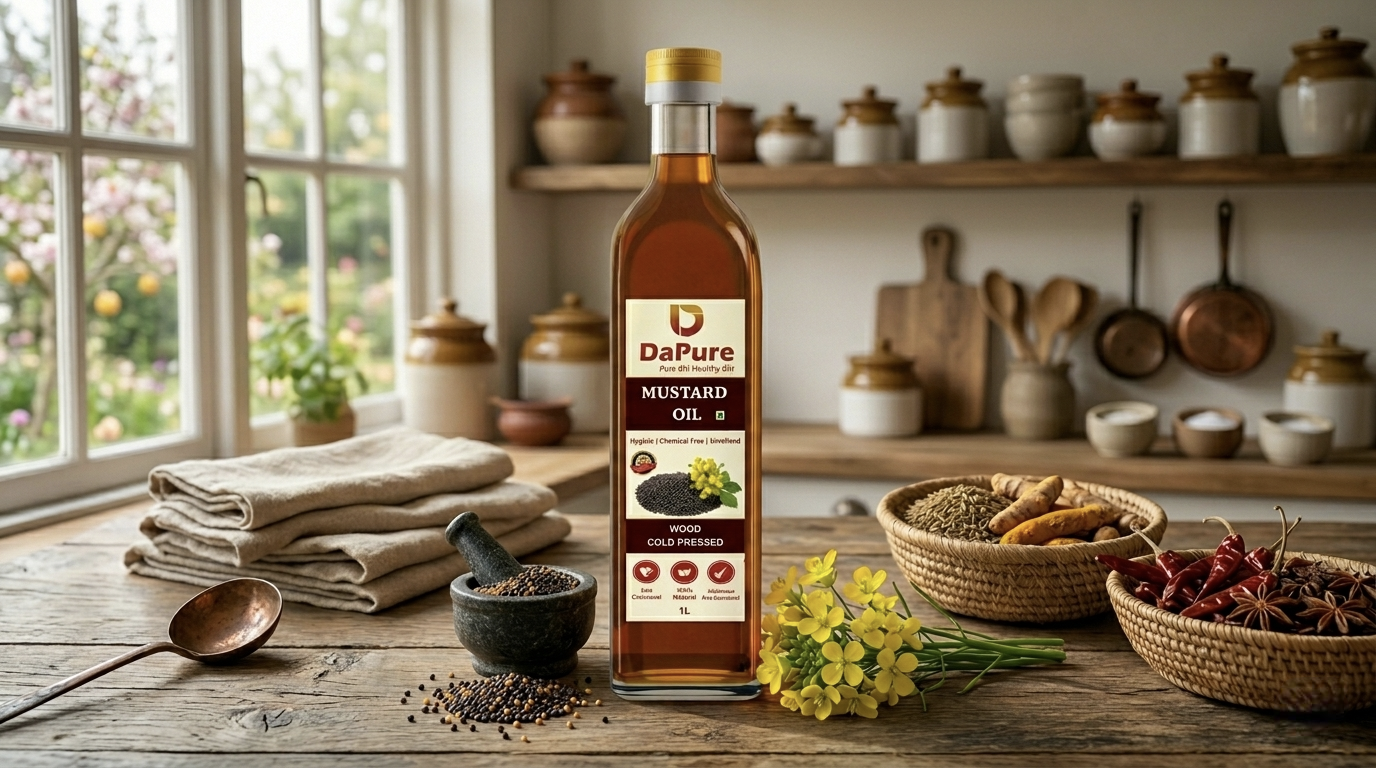 cold pressed mustard oil traditional cooking healthy oil DaPure