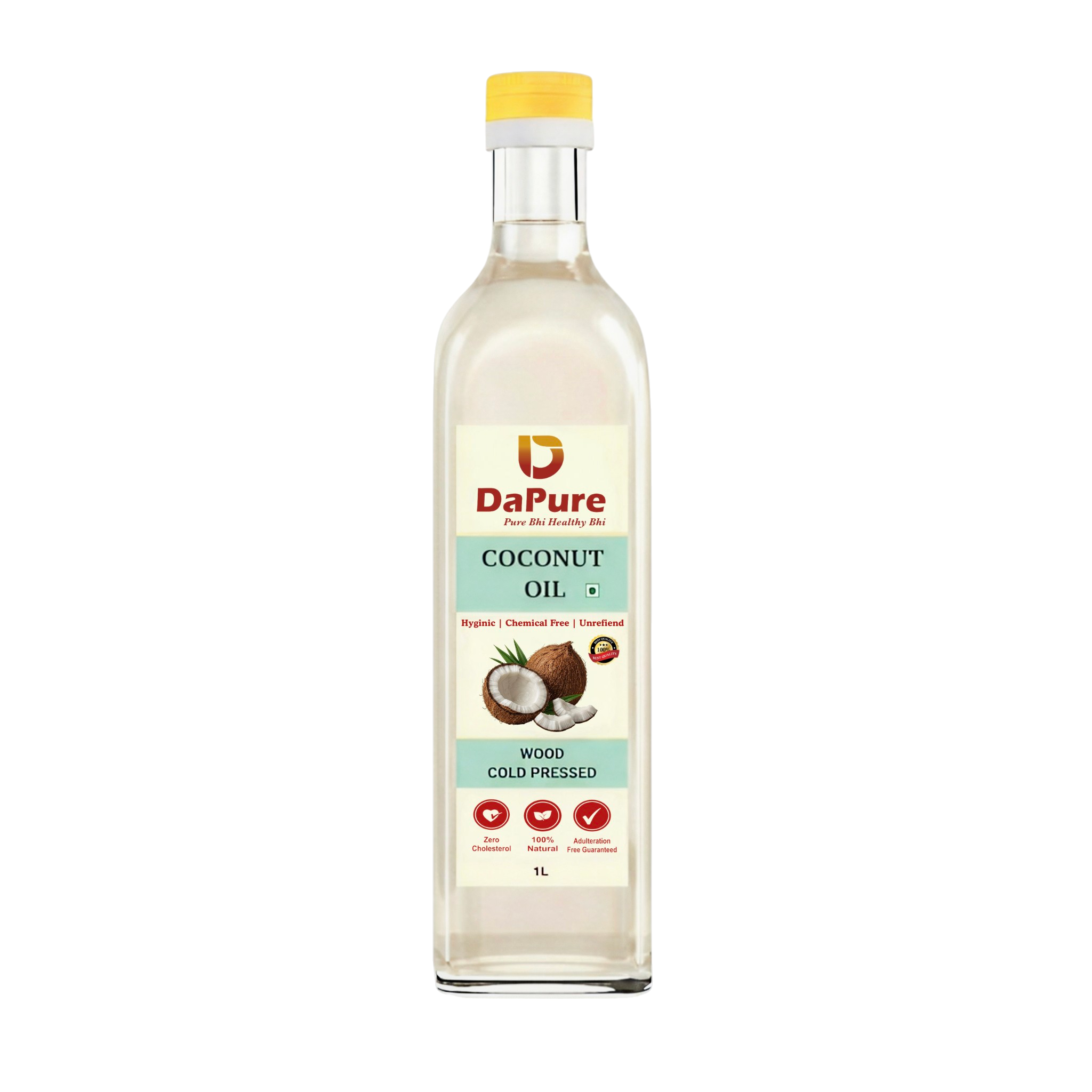 DaPure Coconut Oil Front Tranparent